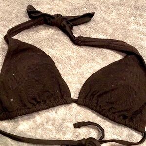 Endless Sun LARGE black pink crystal stud embellished mesh string bikini top EUC